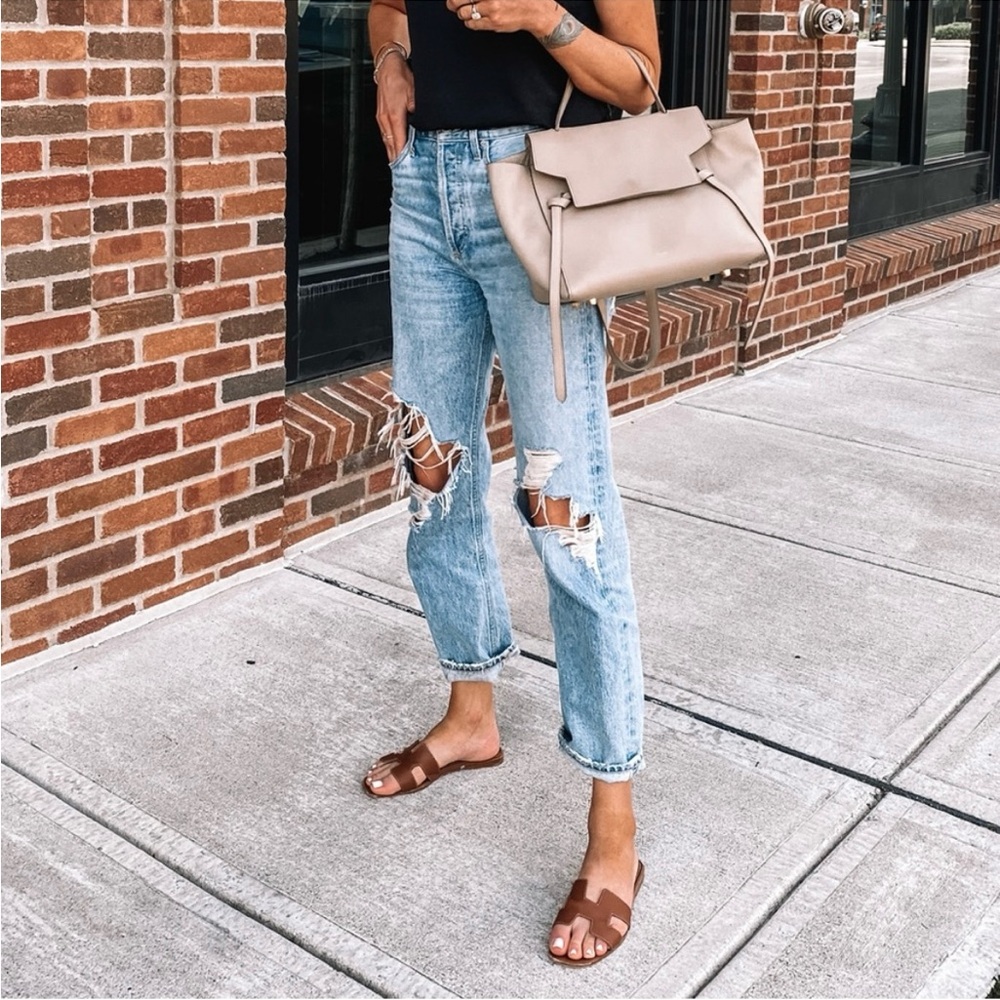 Agolde High Rise Blue Jeans Distressed 90s relaxed fit